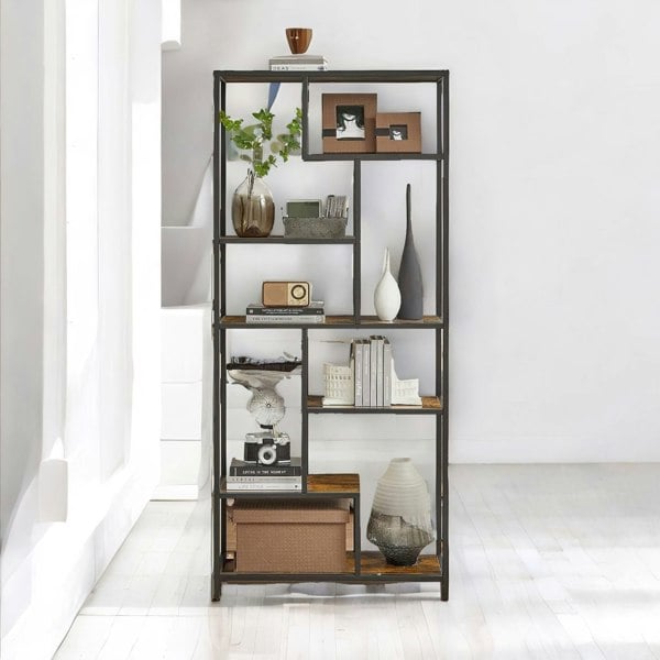 Rafaelo Mobilia 175CM Tall Industrial Bookcase With 6 Tiered Shelves