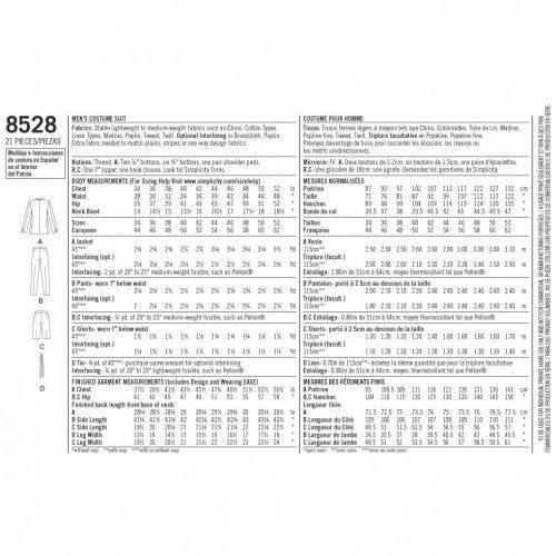 Simplicity Sewing Pattern 8528, Jackets, Trousers, Shorts, Belts, Suits for Men, AA (34-36-38-40-42) - Intermediate