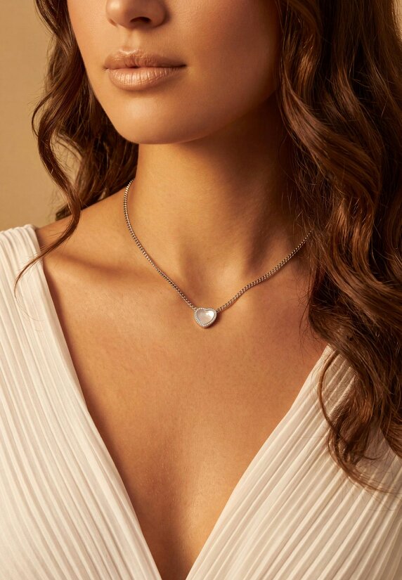 Latelita Heart Mother Of Pearl Necklace Silver