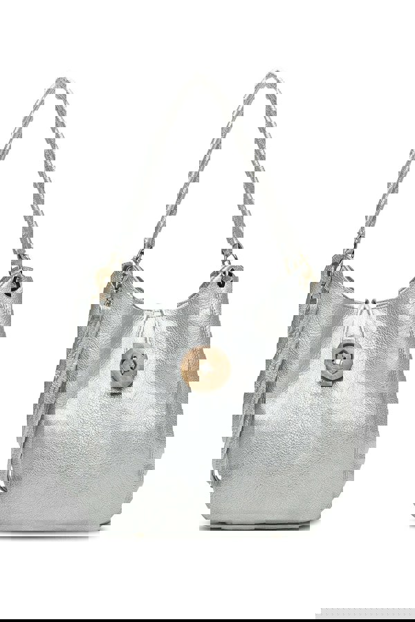 Kitise Wood Button Stylish Slouch Tote Shoulder Bag