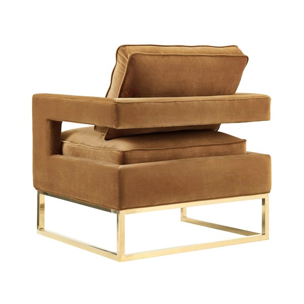 Furniture Edit Avery Cognac Velvet Chair With Polished Gold Base