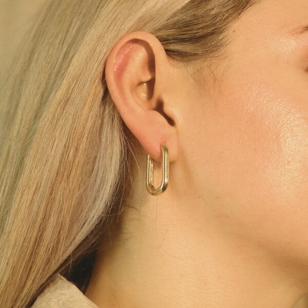 The Colourful Aura Sterling Silver U Shape Geometric Minimalist Square Huggies Hoop Earrings