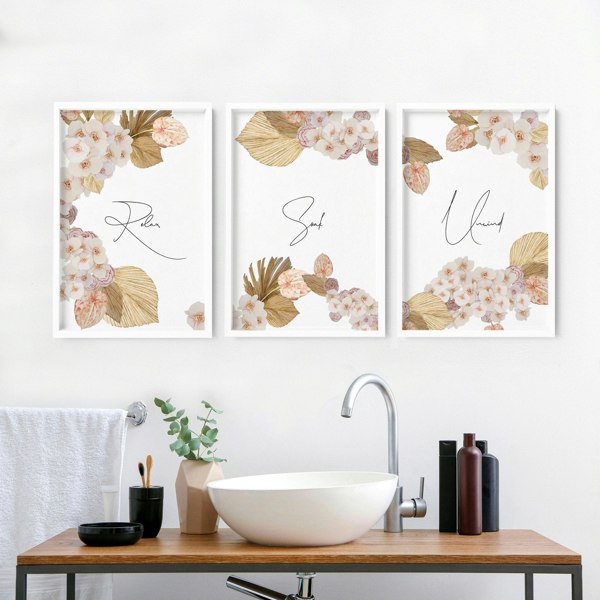 Bathroom wall decor art | Set of 3 wall art