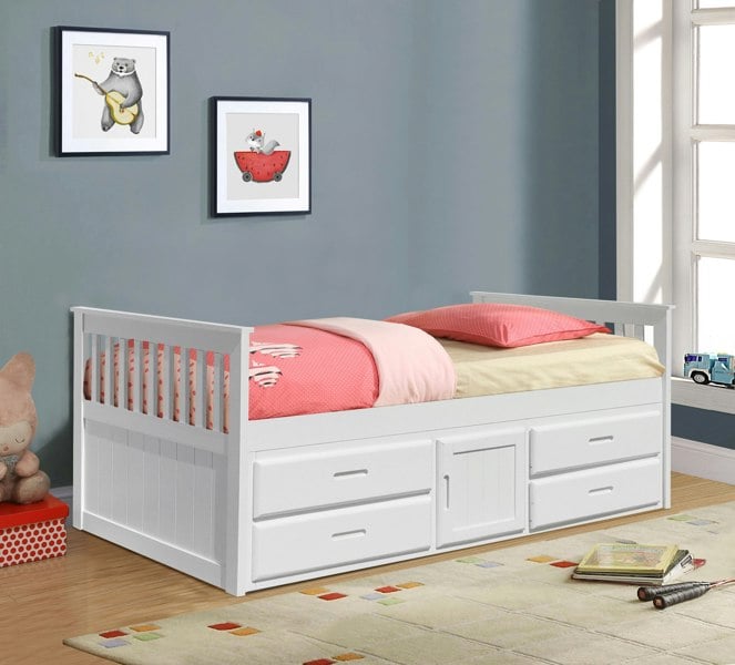 Comfy Living 3ft Captains Cabin Bed In Grey White or Caramel with Drawers and Storage