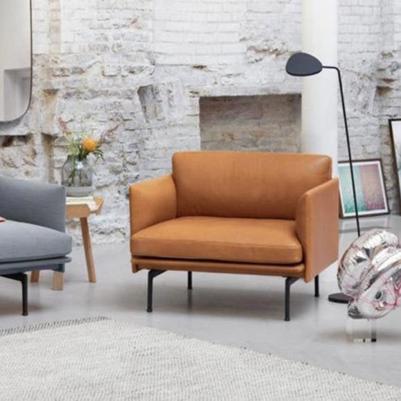 Muuto Outline Style Armchair, 2 Seater, Leather-Weilai Concept-Weilai Concept
