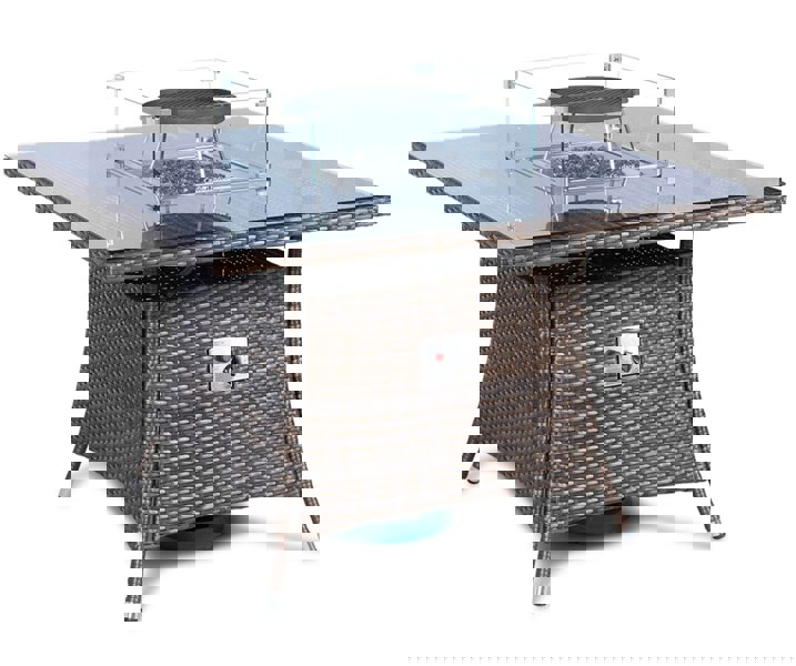 Giardino Fire Pit 4 Seater Square Rattan Dining Table