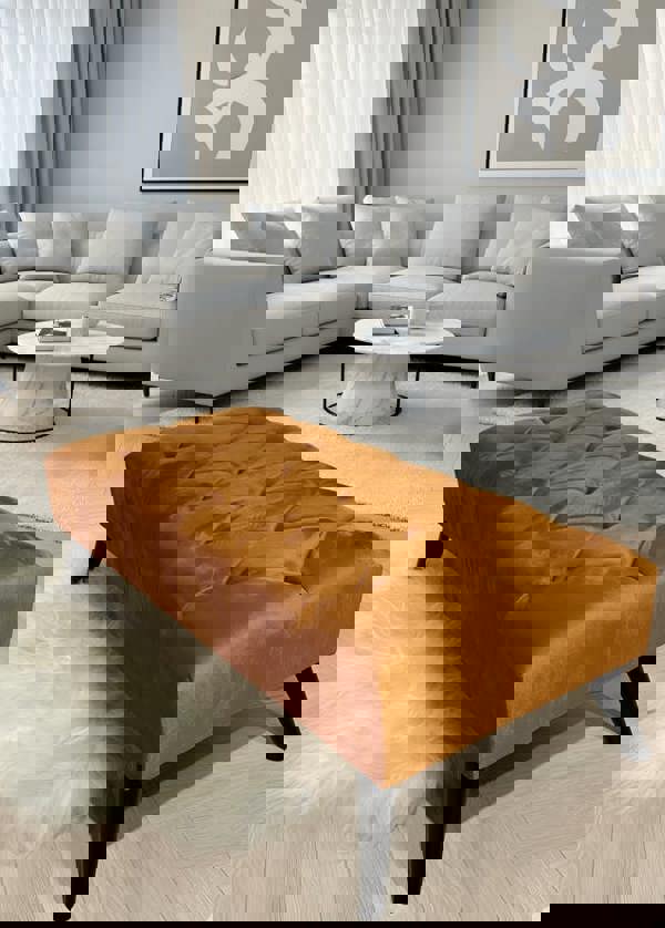 Multi-size burnt orange velvet ottoman for living room or bedroom  - ISTOOLS