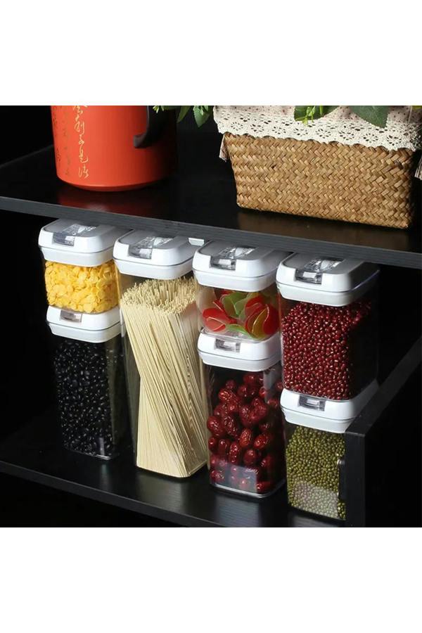 Living and Home 7Pcs Airtight Food Dry Grain Cereal  Storage Containers 6.9L with Clasp Lids （0.5*2+0.8*2+1.2*2+1.9L）