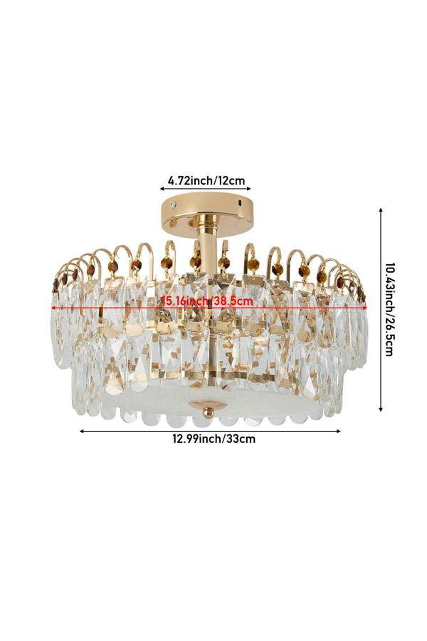 Living and Home Semi Flush Mount Crystal Ceiling Light