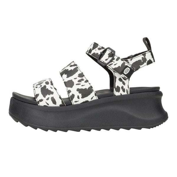 HEYDUDE Delray Buckle Animal Polyester Women's Black/White Sandals