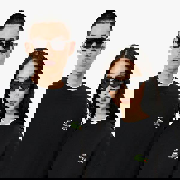 Lacoste Unisex Adult Accent Badge Fleece Loose Fit Sweatshirt - Black - 