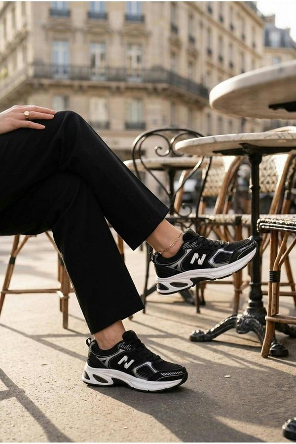 Harper Womens Chunky Sole Mesh Panel Trainers - Black