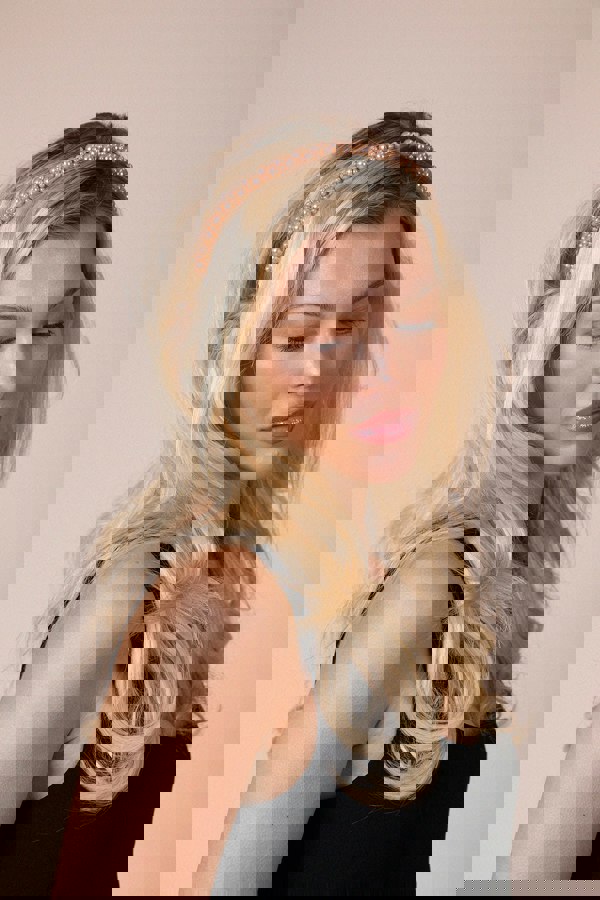 SVNX Minimal Pearl Headband In Brown