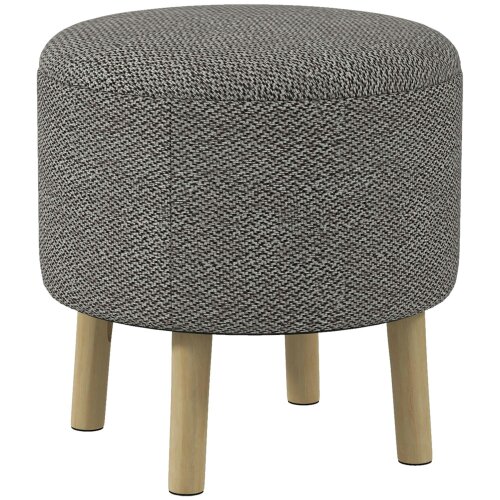 Wyld Haus Roli Linen Look Light Grey Round Storage Ottoman