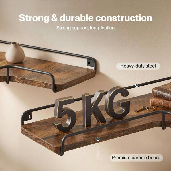 Levede Floating Shelves Set 2PC L-Shaped Corner Shelf Wall Mounted Wood Brown