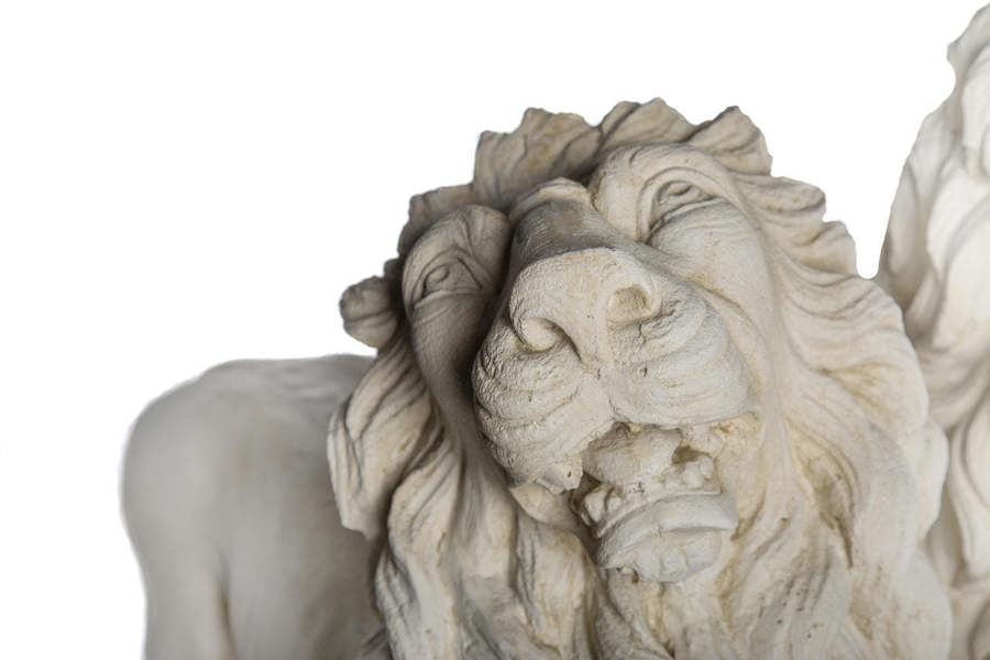 Pair of Giant Stunning Lions with Ball