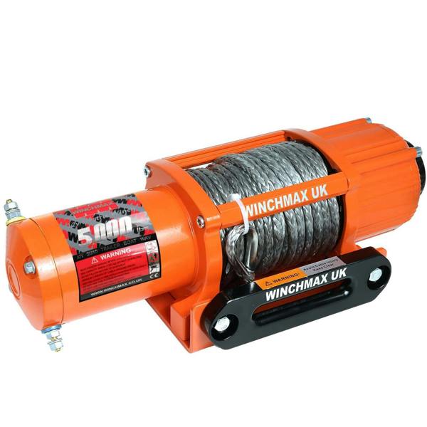 Winchmax 5,000lb (2,268kg) 12V Winch 152m x 63mm Dyneema Rope, 1/4 Inch Clevis Hook, Twin Remotes