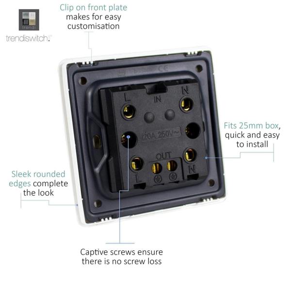 Trendi Switch 1 Gang 20 Amp Heavy Duty Rocker Switch in Piano Black