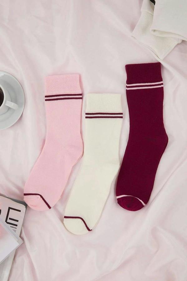 WOVCOR 3-Pack Cotton Striped Jacquard Knit Socks