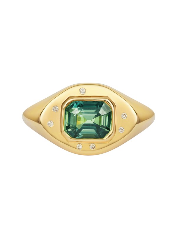 Gemdaia Green Sapphire Signet Ring