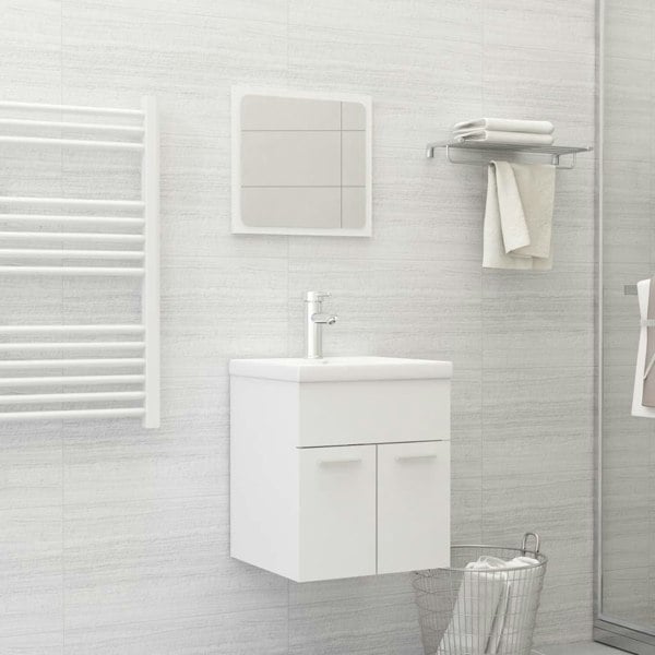 Berkfield Bathroom Furniture Set White Engineered Wood