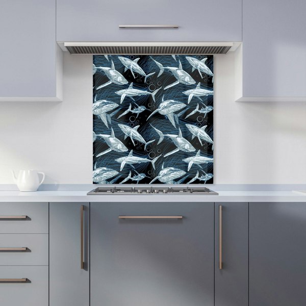 Warren Reed - Designer Hand Drawn Shark Pattern Kitchen Splashback