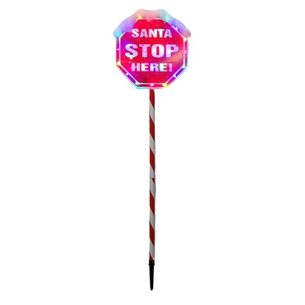 Samuel Alexander Premier Christmas Light up Santa Stop Here Garden Patio Sign 110cm