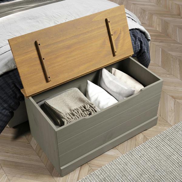 Core Products Corona Grey Modern Storage Trunk Chest, Waxed Pine