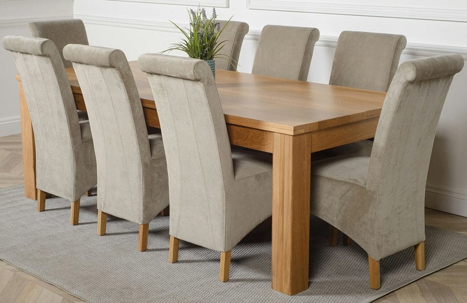 That's Furniture Dakota Extra Large Oak Dining Table with Montana Fabric Chairs