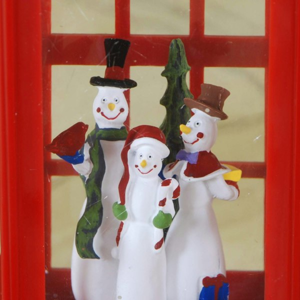 Samuel Alexander 26.5cm Christmas Water Spinner Telephone Box Design with Snowman Scene  Dual Power