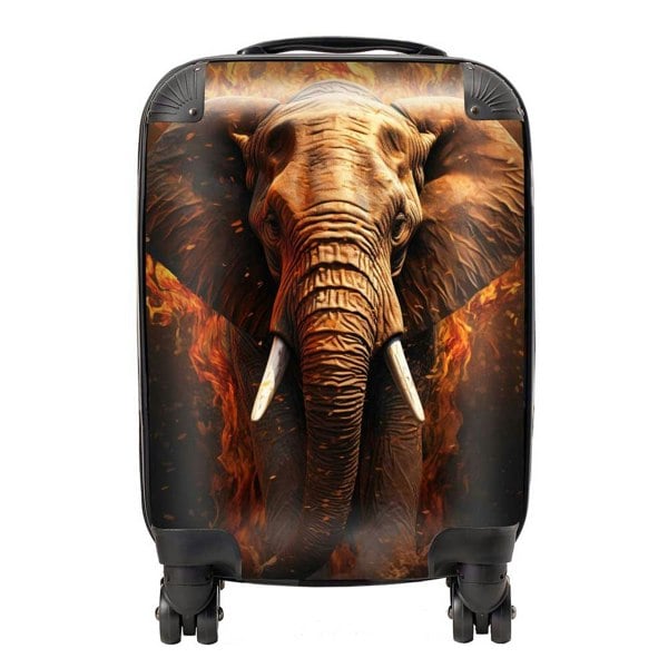 Warren Reed Splashart Elephant and fire Suitcase