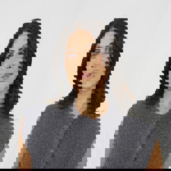 Brave Soul Charcoal Boucle Knitted Waistcoat - Charcoal Image 3