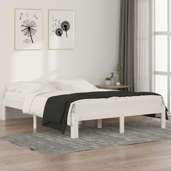 Berkfield Bed Frame White Solid Wood 150x200 cm King Size