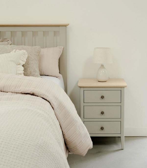 Pembroke Bedside Table with 3 Drawers and Oak Top