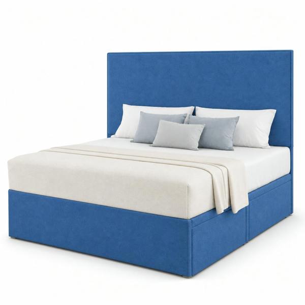 Great British Beds Plain Divan Bed - Blue Plush