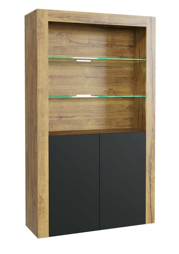 Mex Furniture Premium 170cm Cabinet Sideboard Matt Doors Cupboard & Display Unit & Free LED Lights