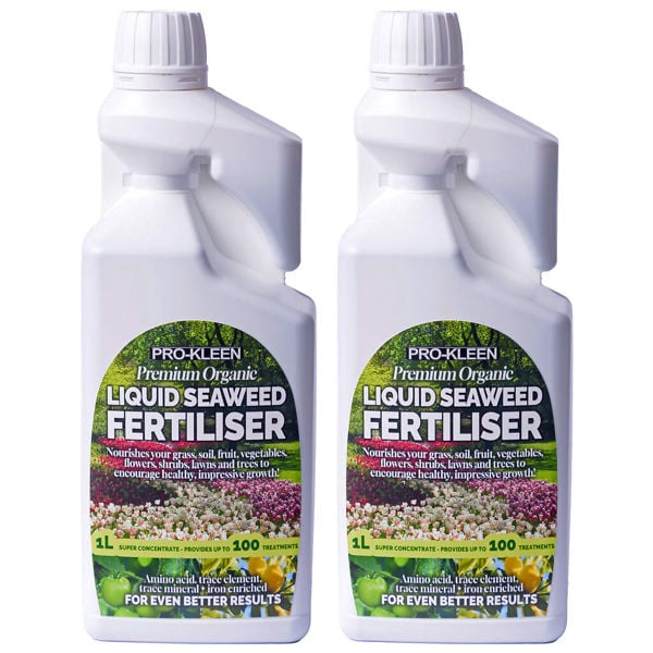 ProKleen Pro-Kleen Organic Liquid Seaweed Fertiliser 2L Ascophyllum Seaweed Extract for Grass Vegetables Fruit Flowers Shrubs Lawns