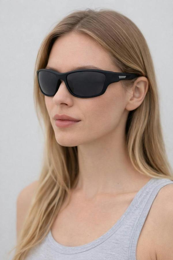 SVNX Basic Outdoor Sports Racer Sunglasses In Black With Case
