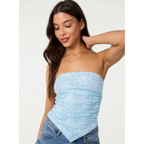 Pink Vanilla Bandeau Ruched Side Lace Top