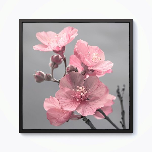 Warren Reed Delicate Pink Flowers Framed Canvas