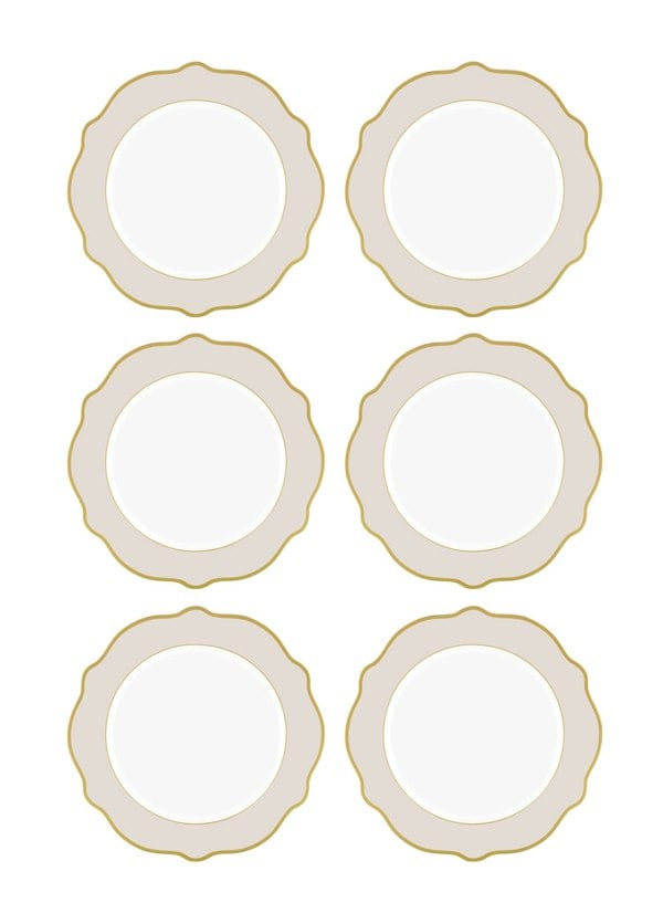 Rozi Jaswely Collection Porcelain Dinner Plates, Set of 6 (Sand Beige)