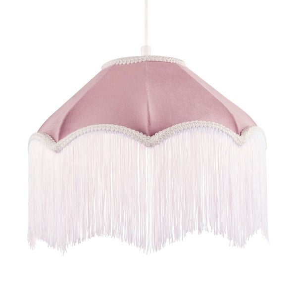 Classic Chic Victorian Shape Pendant Light Shade in Blush Pink Velvet Image 1