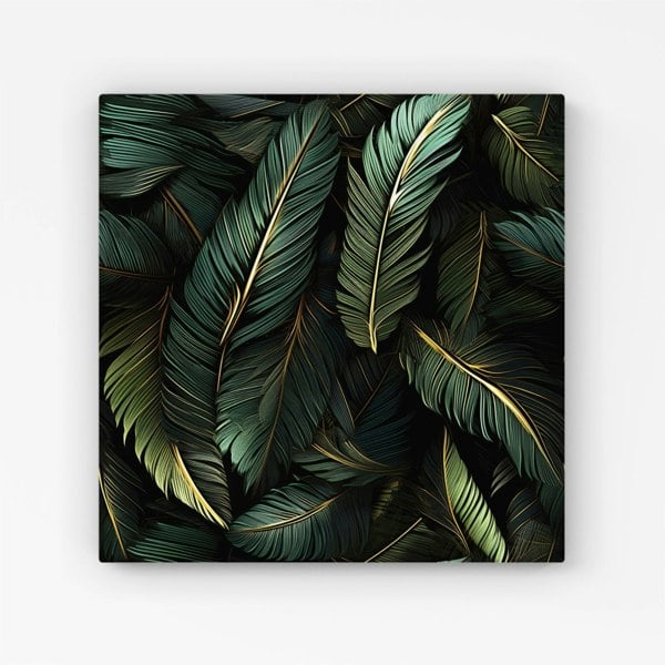 Warren Reed Green and Gold Leaves Canvas