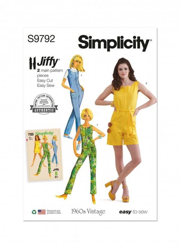 Simplicity Sewing Pattern 9792, Jumpsuits, Vintage Style for Women, H5 (6-8-10-12-14) - Easy