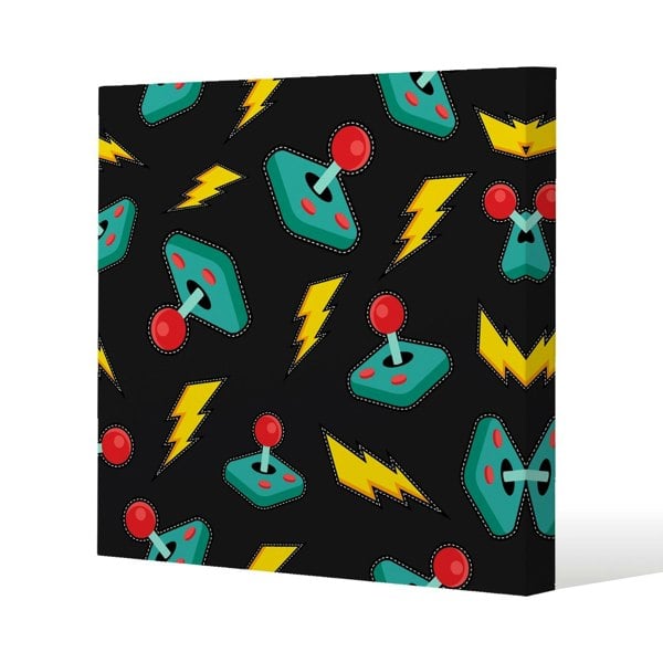 Benjamin Tate Design Retro video game joystick Slim Style Canvas Print  90x90cm , 15mm Slim Real wood.