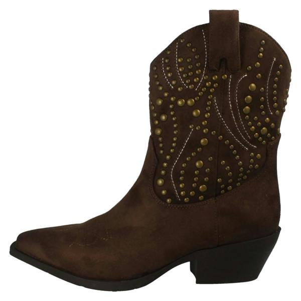 Spot On Ladies Spot On Stud Detailed Small Heel Zip Ankle Cowboy Boots F51257