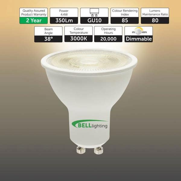 BELL Lighting GU10 Dimmable LED Spotlight 4.4W Energy Saving Light Bulbs