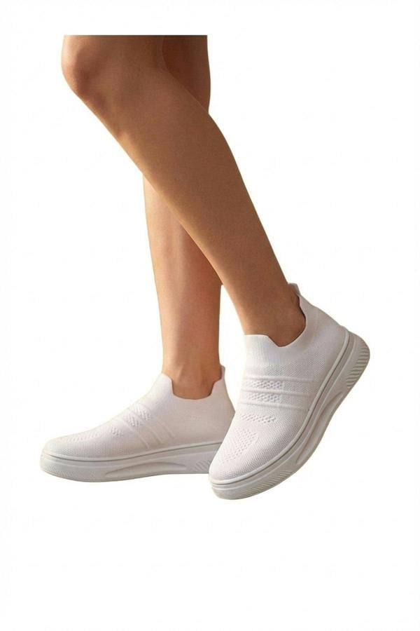 Grace Knit Slip On Trainers - White_wb
