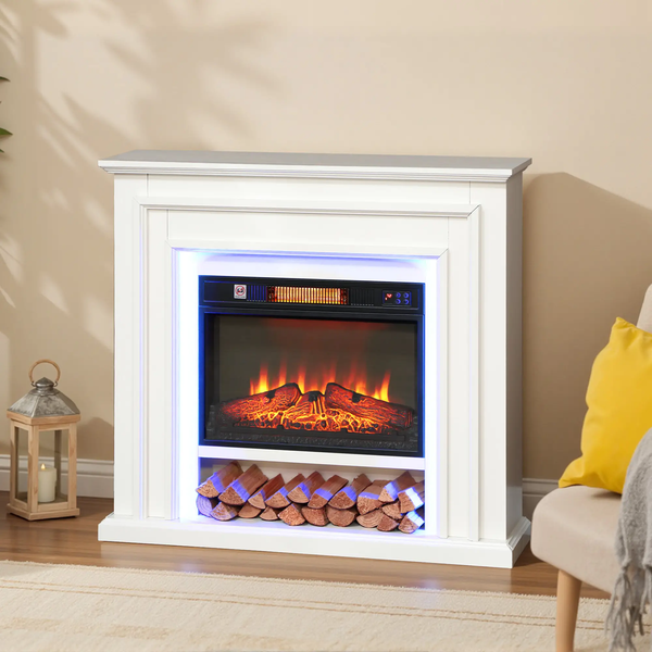 Bobobiy 4777 BTU Multicolour LED Electric Fireplace - White