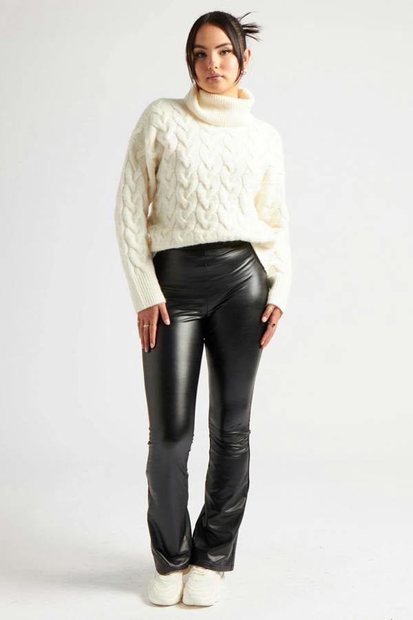 Urban Bliss Black Flare PU Leggings